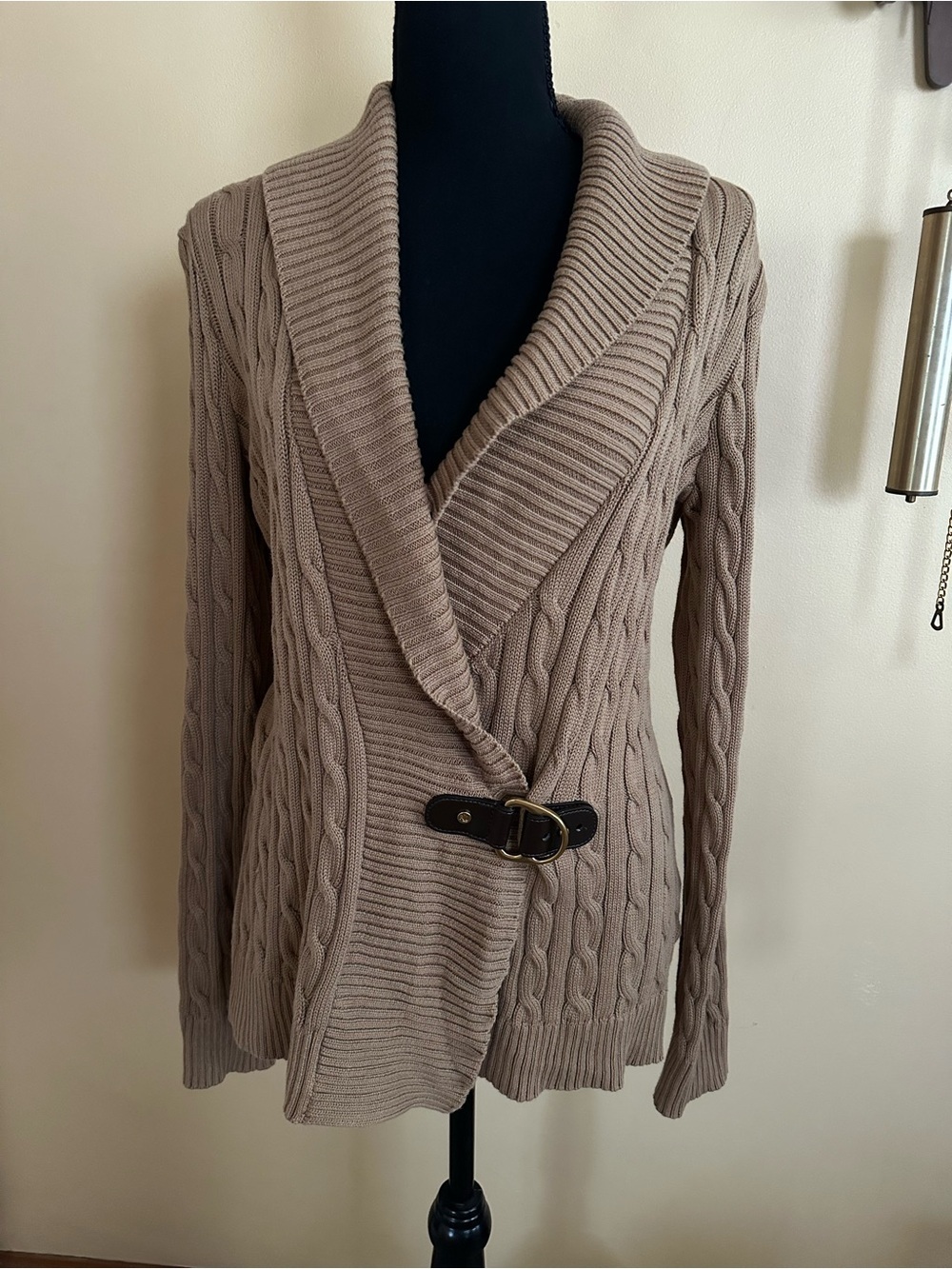 Lauren Ralph Lauren Black Label 100% Cotton Cable Knit Cardigan Women's Size M